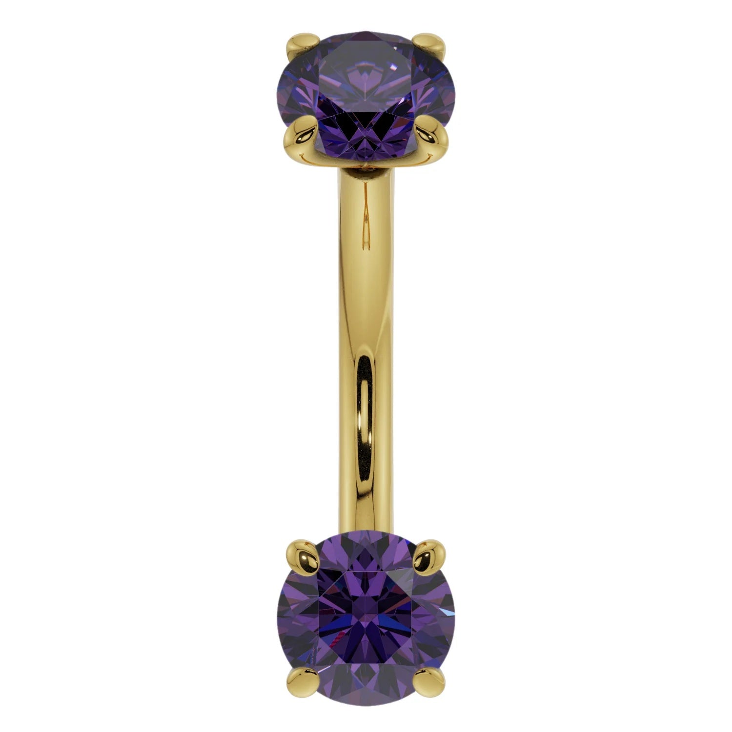 Royal Ear Piercing Elegance - Amethyst Prong-Set Curved