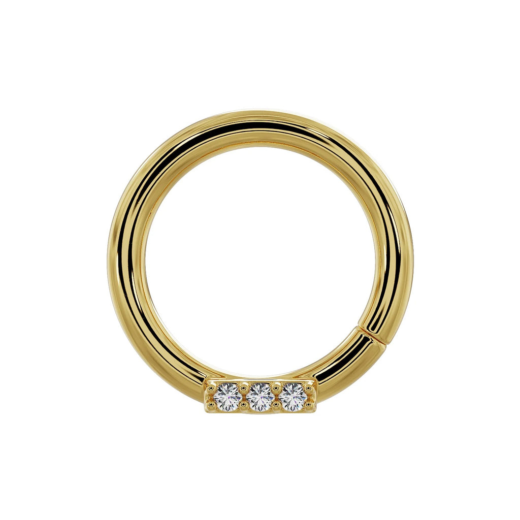 Ethereal Ear Piercing Elegance - Trinity Diamond Bar