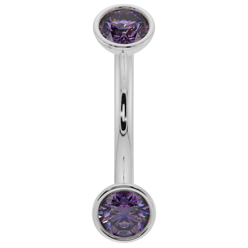 Sovereign Ear Piercing Harmony - Amethyst Bezel-Set Curved