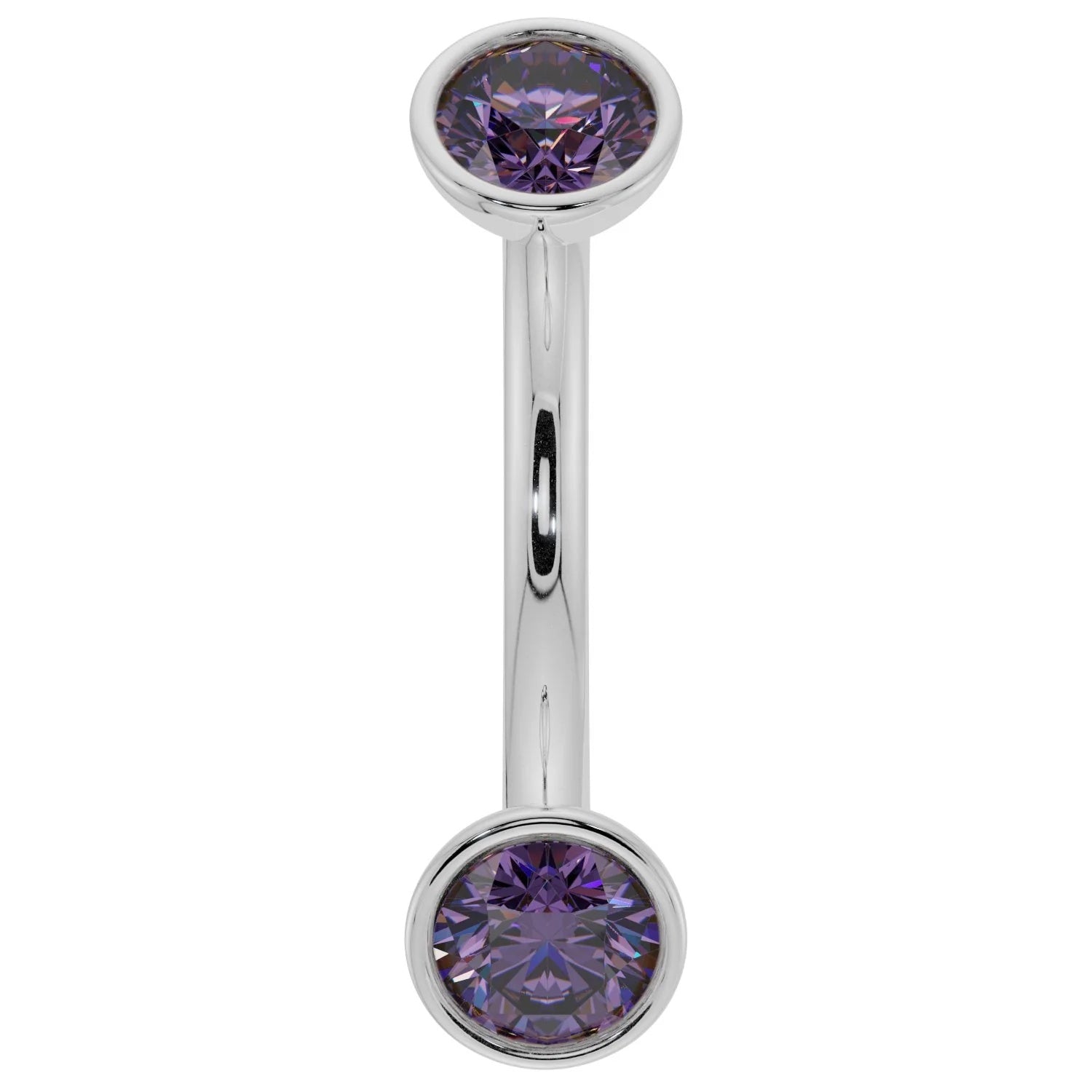 Sovereign Ear Piercing Harmony - Amethyst Bezel-Set Curved