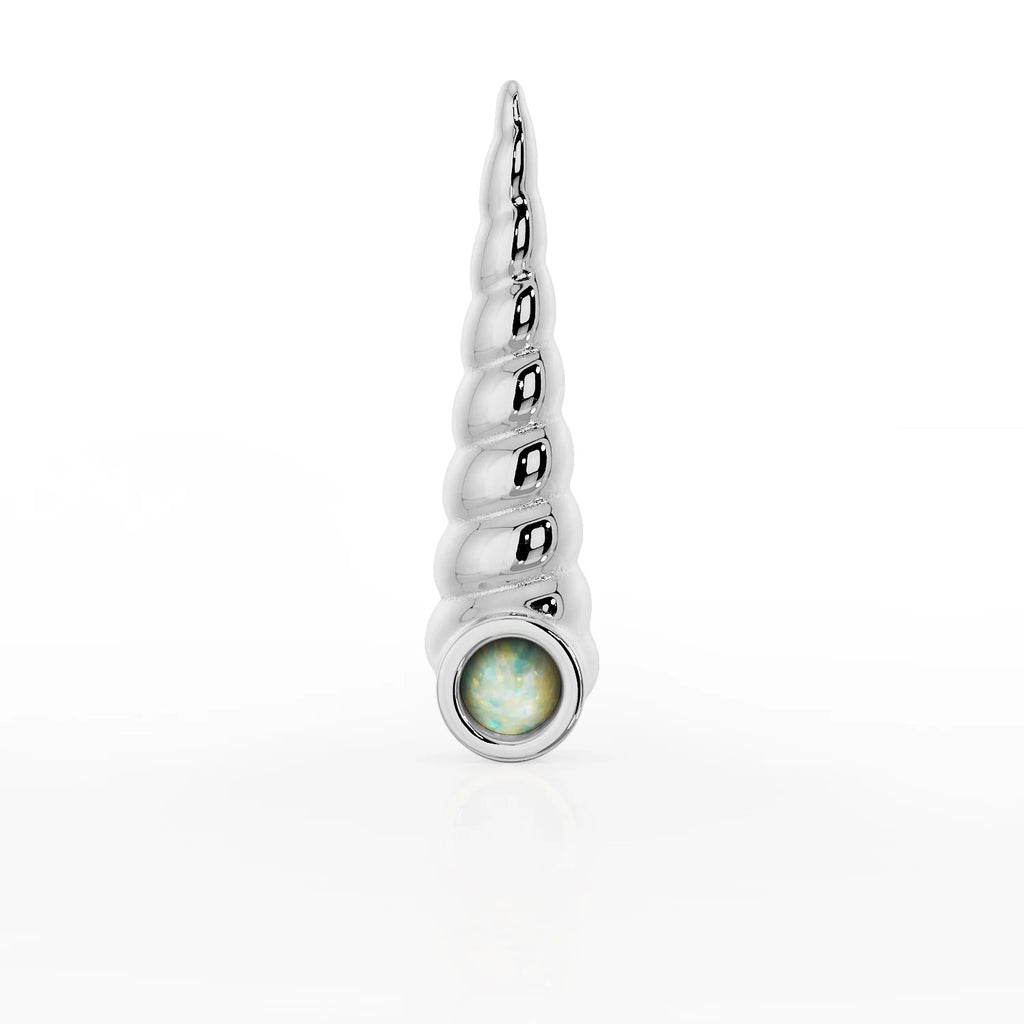 Serene Ear Piercing Elegance - Unicorn Horn Opal
