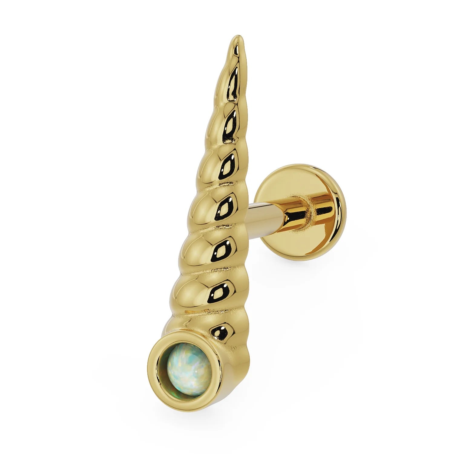 Serene Ear Piercing Elegance - Unicorn Horn Opal