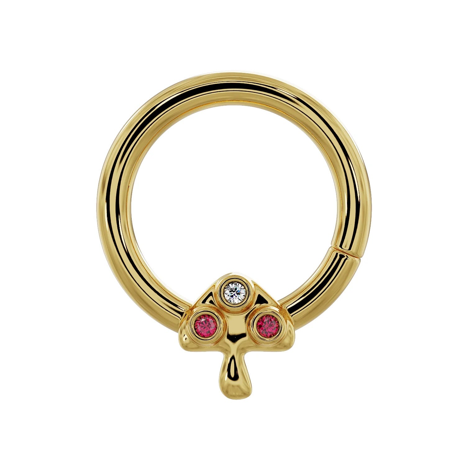 Majestic Ear Piercing Allure - Diamond Ruby Mushroom