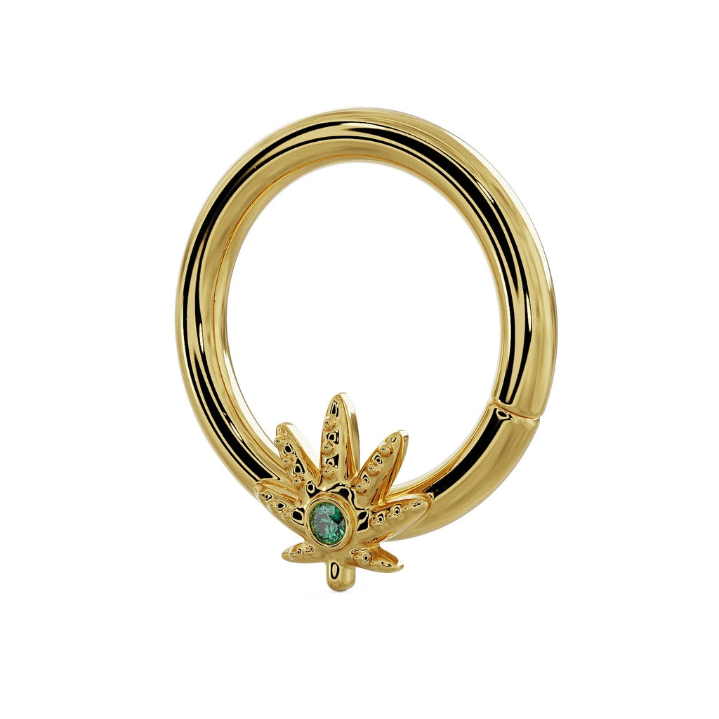 Timeless Ear Piercing Allure - Emerald Marijuana Pot