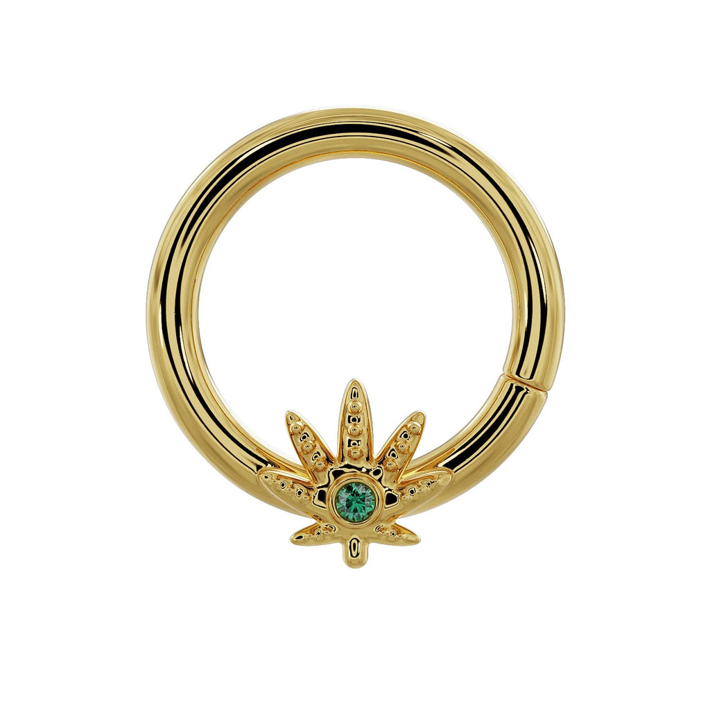 Timeless Ear Piercing Allure - Emerald Marijuana Pot