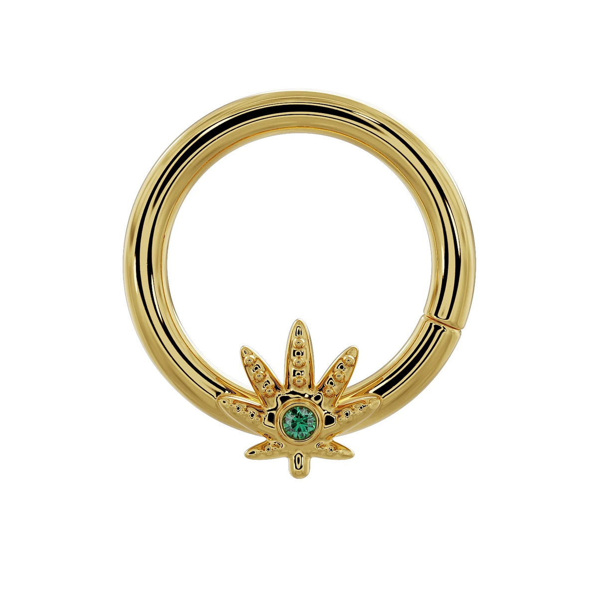 Timeless Ear Piercing Allure - Emerald Marijuana Pot