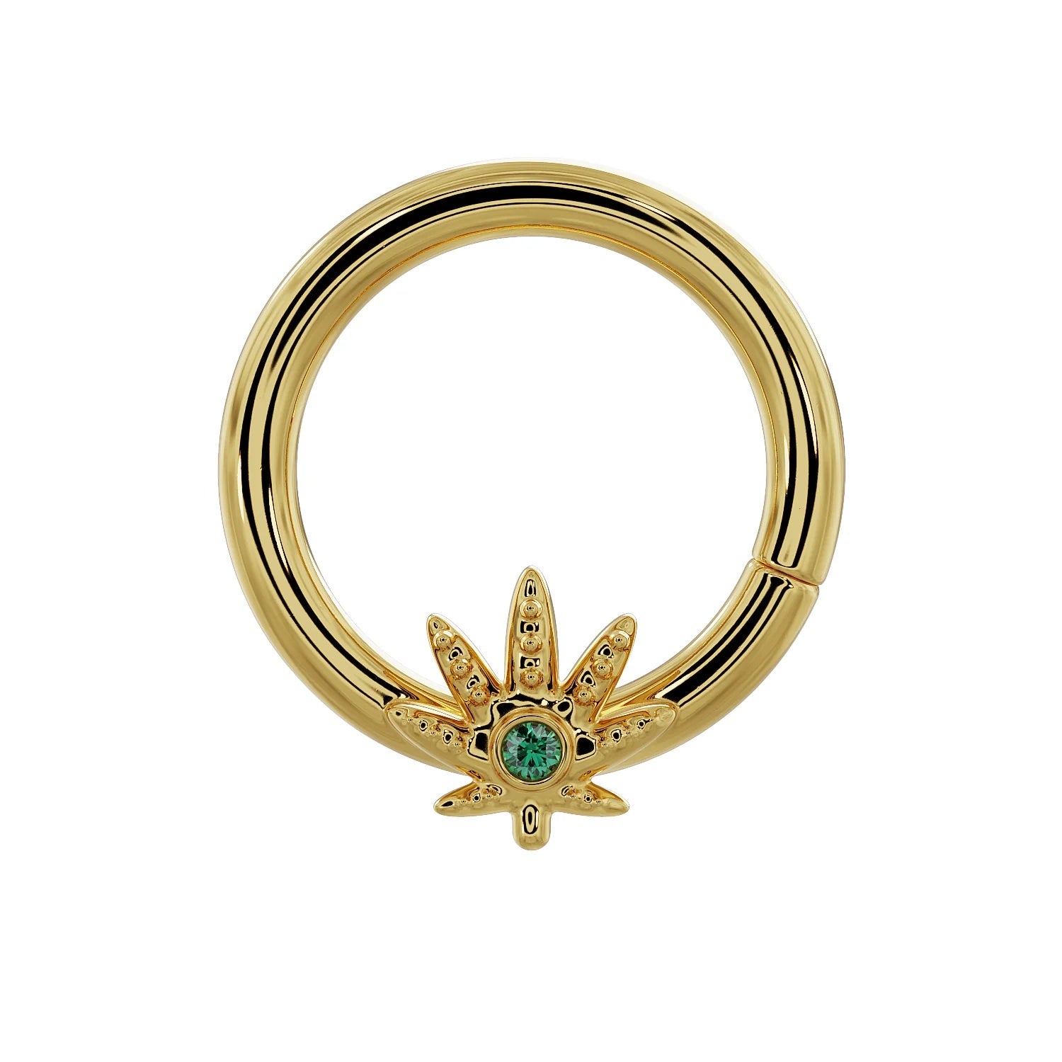 Timeless Ear Piercing Allure - Emerald Marijuana Pot