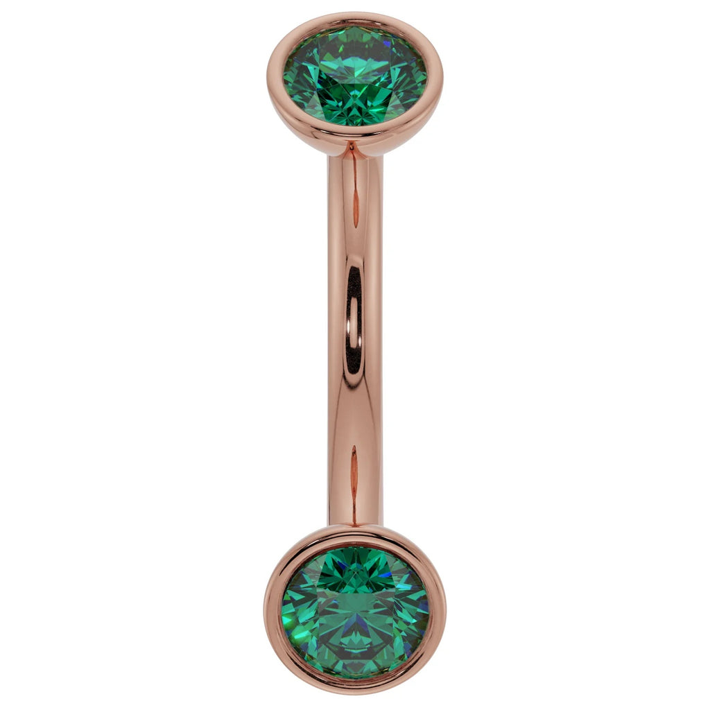 Majestic Ear Piercing Harmony - Emerald Bezel-Set Curved