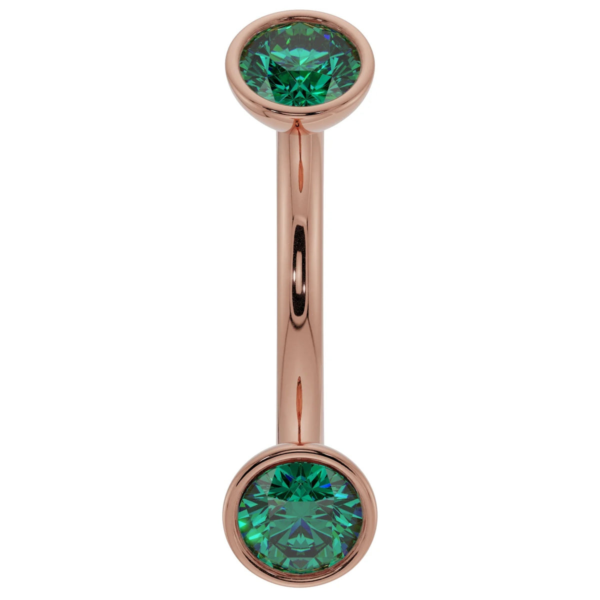 Majestic Ear Piercing Harmony - Emerald Bezel-Set Curved