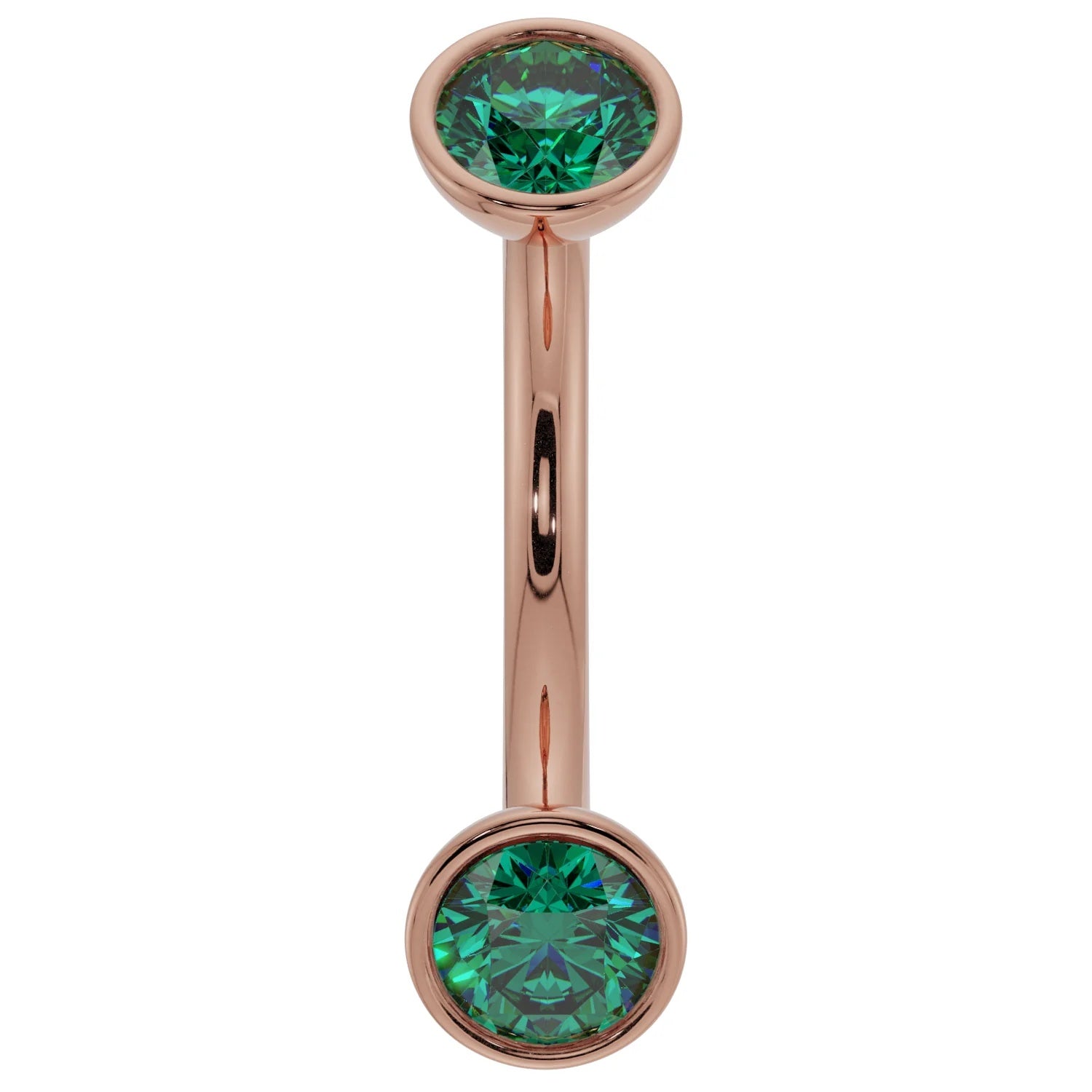Majestic Ear Piercing Harmony - Emerald Bezel-Set Curved