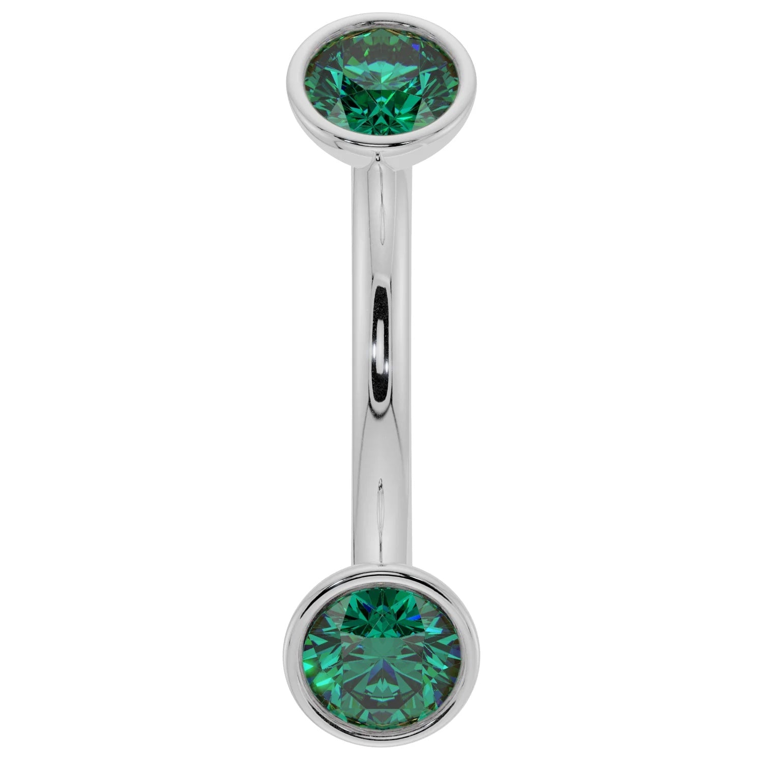 Majestic Ear Piercing Harmony - Emerald Bezel-Set Curved