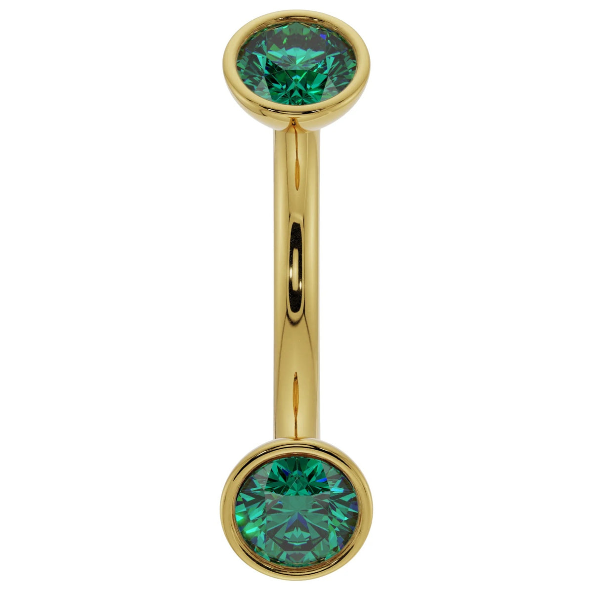 Majestic Ear Piercing Harmony - Emerald Bezel-Set Curved