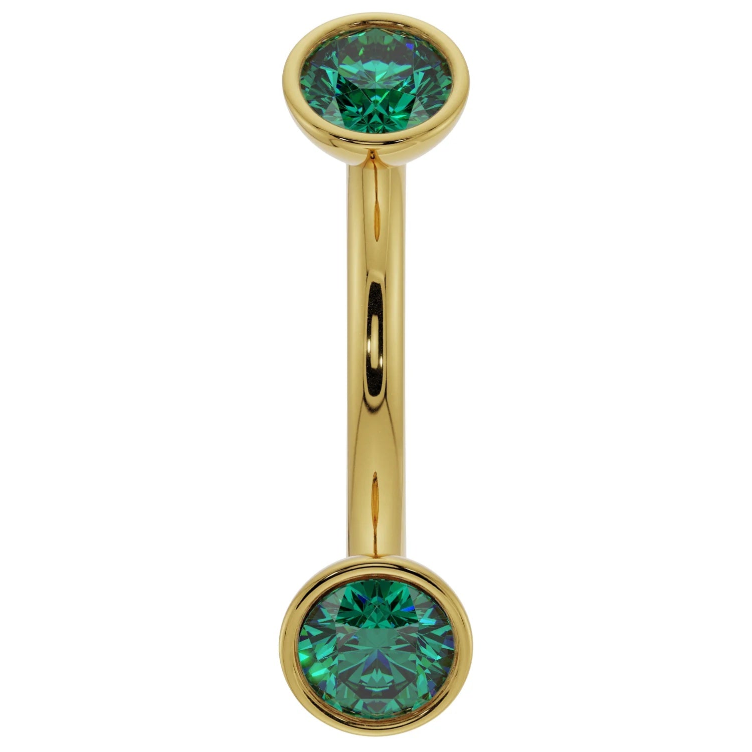 Majestic Ear Piercing Harmony - Emerald Bezel-Set Curved