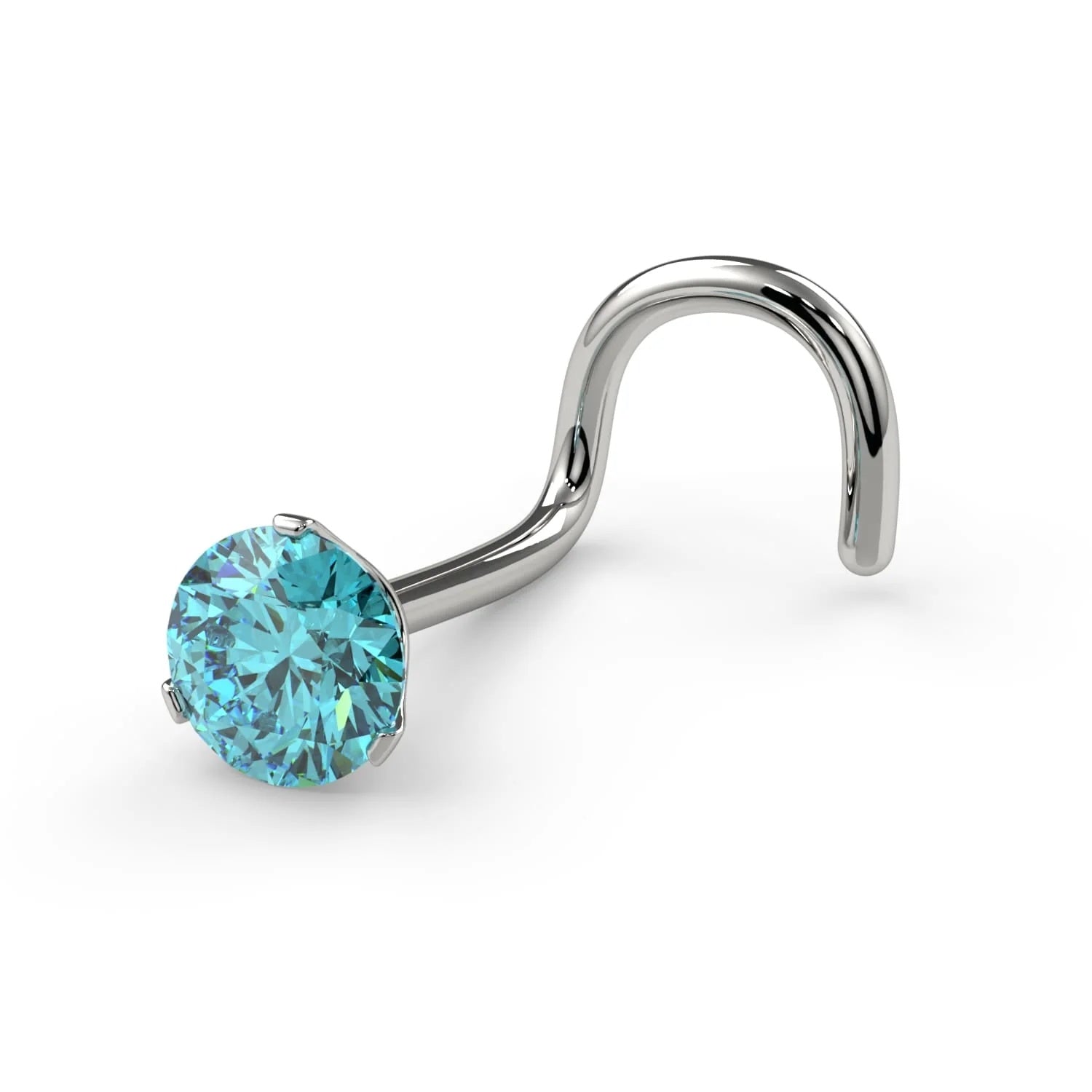 Royal Nose Stud Elegance - Lumina Prong Aqua