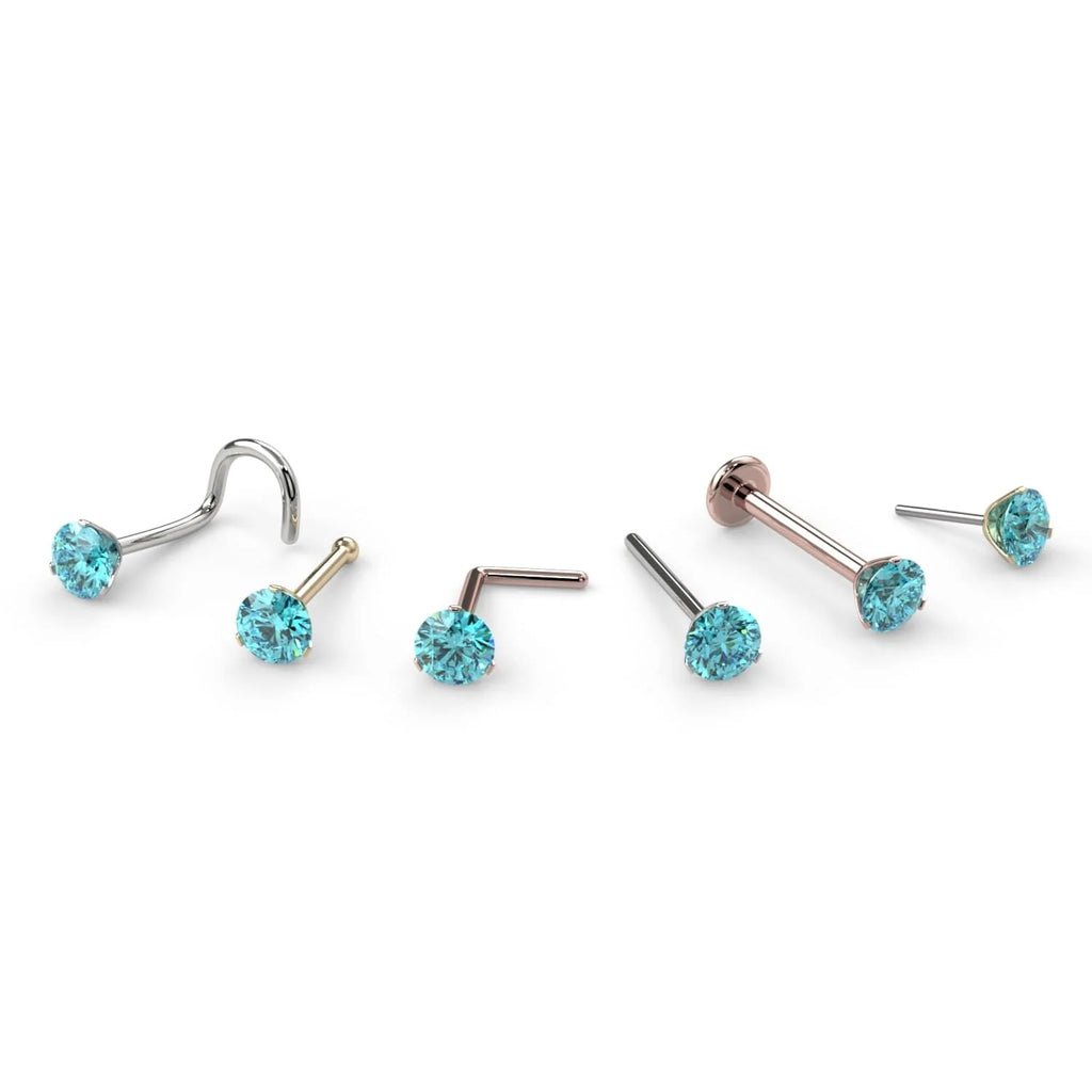 Royal Nose Stud Elegance - Lumina Prong Aqua