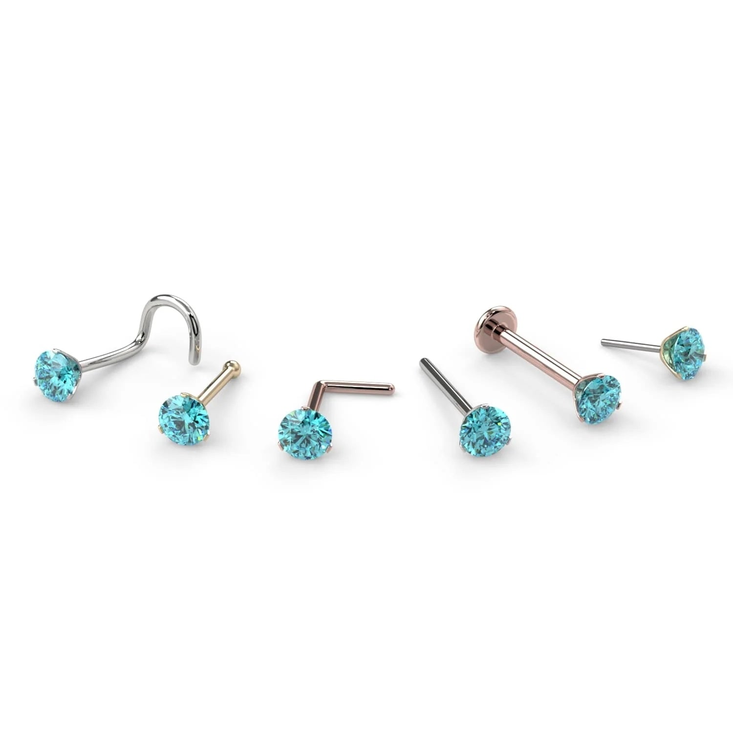 Royal Nose Stud Elegance - Lumina Prong Aqua