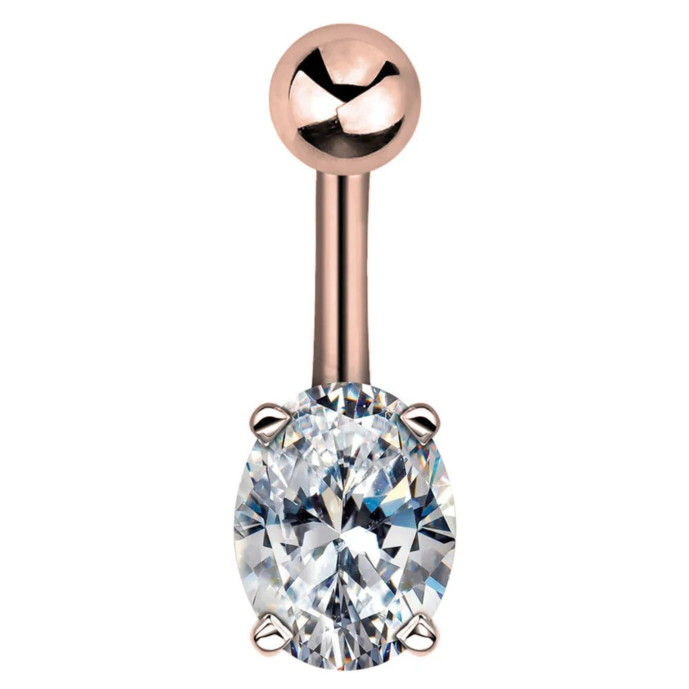 Ethereal Navel Piercing Harmony - Oval Cubic Zirconia