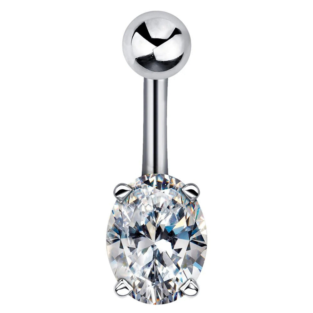 Ethereal Navel Piercing Harmony - Oval Cubic Zirconia