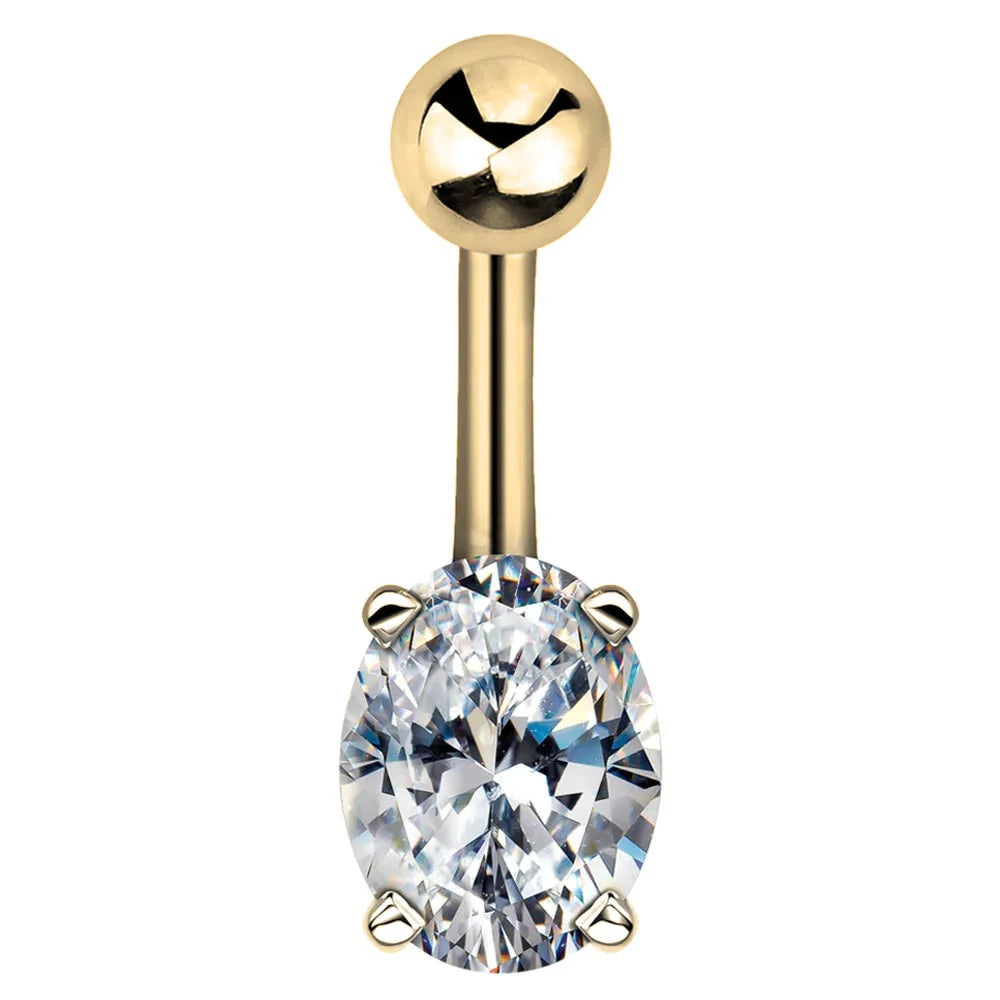 Ethereal Navel Piercing Harmony - Oval Cubic Zirconia