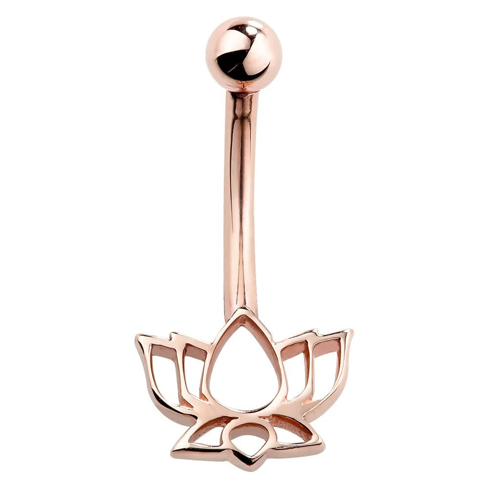 Majestic Navel Piercing Elegance - Lotus Flower Navel
