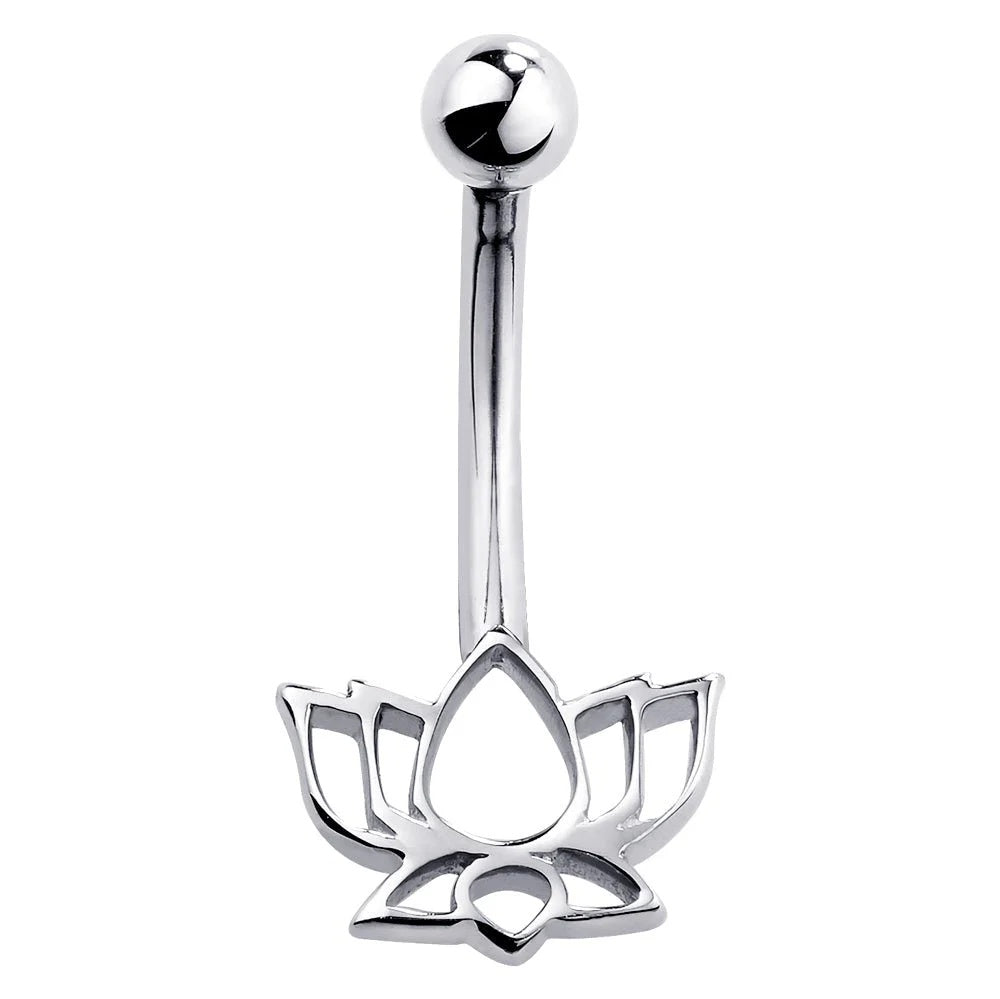 Majestic Navel Piercing Elegance - Lotus Flower Navel