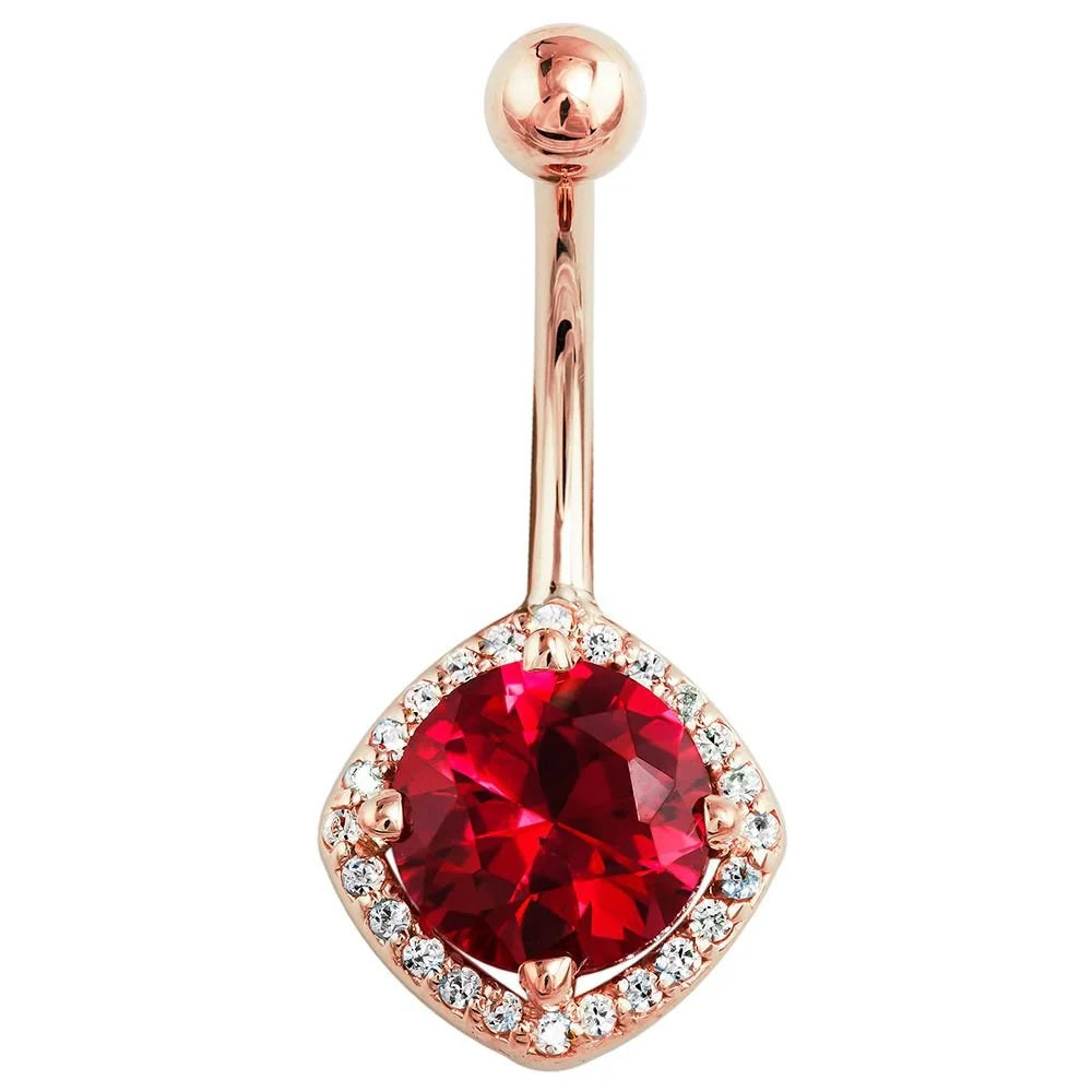 Serene Navel Piercing Allure - Garnet Diamond Antiqued