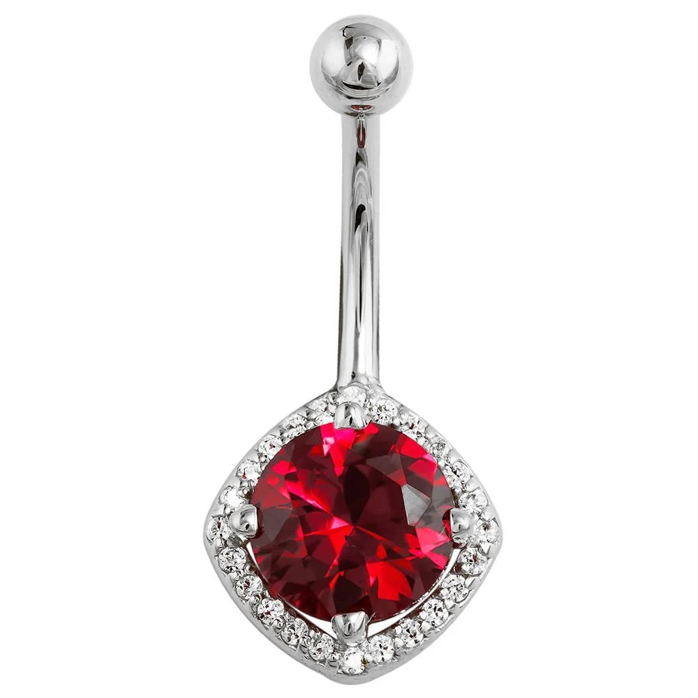 Serene Navel Piercing Allure - Garnet Diamond Antiqued
