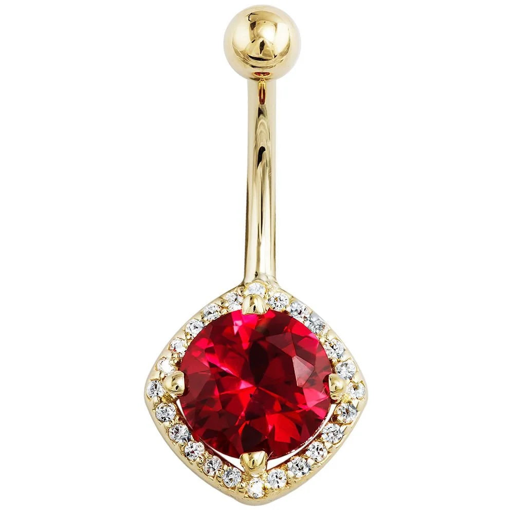 Serene Navel Piercing Allure - Garnet Diamond Antiqued